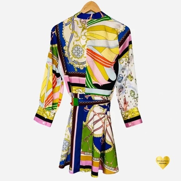 (NOT FOR SALE) FOR SNWT ZARA Zodiac Paisley Chain Print Belt Tie Dress Small - Picture 8 of 11